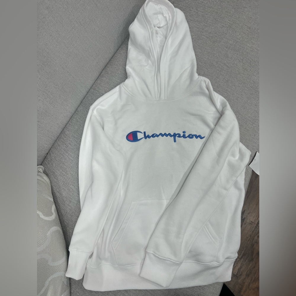Girls Champion white hoodie new with tags size large.